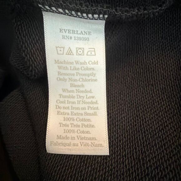 EVERLANE The 100% Human Typography French Terry Hoodie Sweatshirt Black White XX - Picture 7 of 7